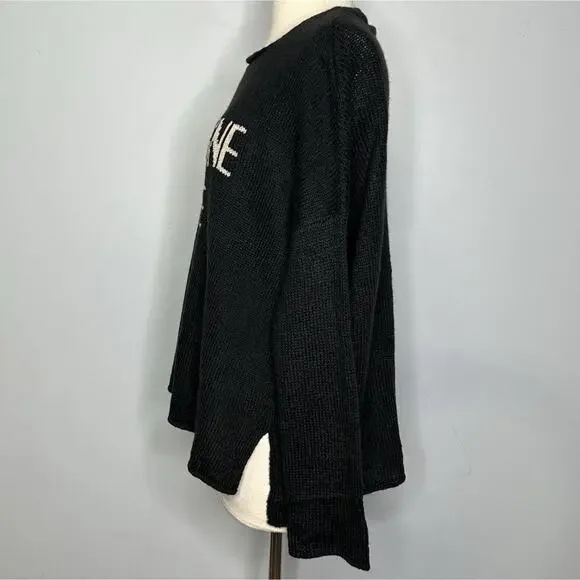 Wooden Ships Sweater Champagne Please Wool Mohair Black Boxy Size S/M New X21 - Picture 7 of 13